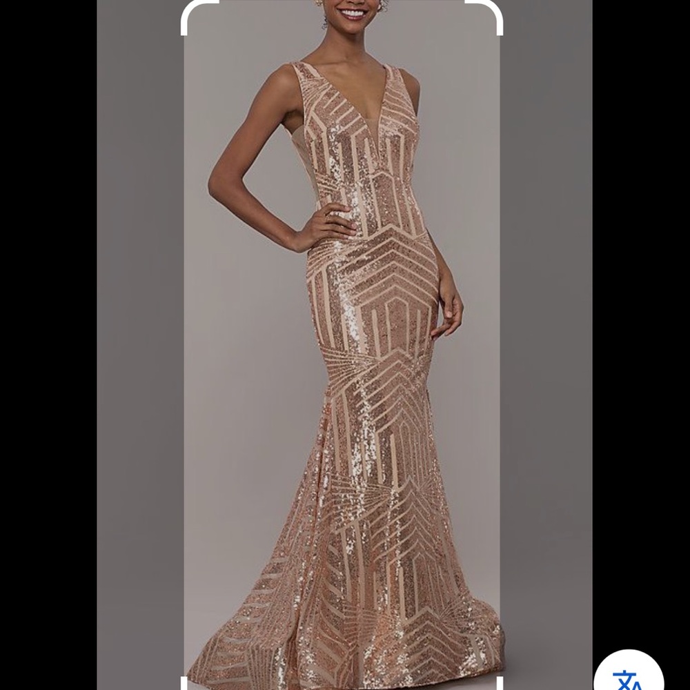 Elegant Pink Sequin Prom Dress